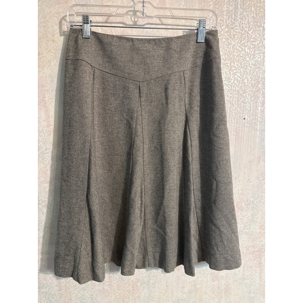 Talbots Petites Grey Wool Blend A-Line Flared Skirt Size 6P Stretch Fabric